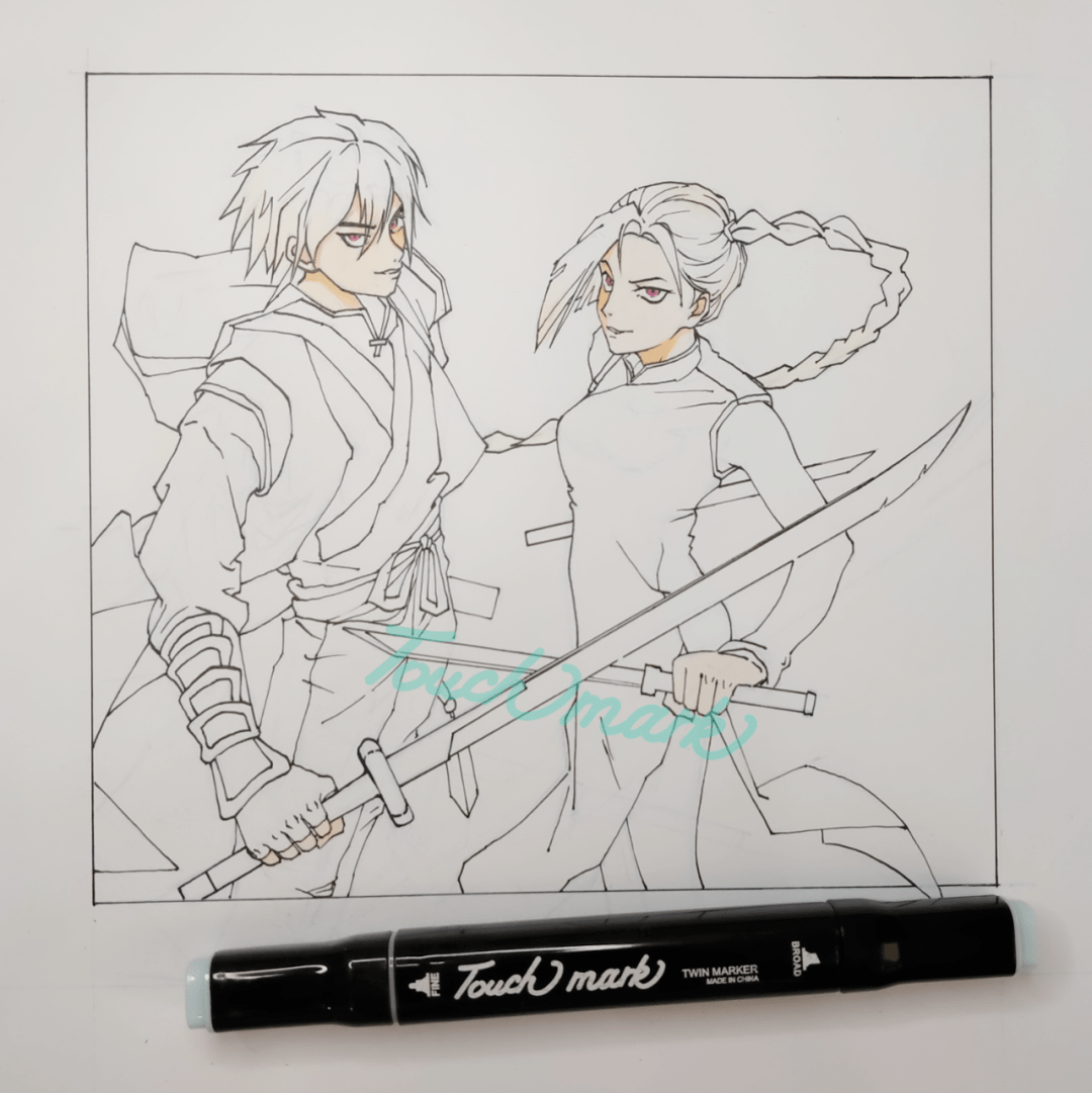 临摹绘画小课堂刺客伍六七和梅花十三