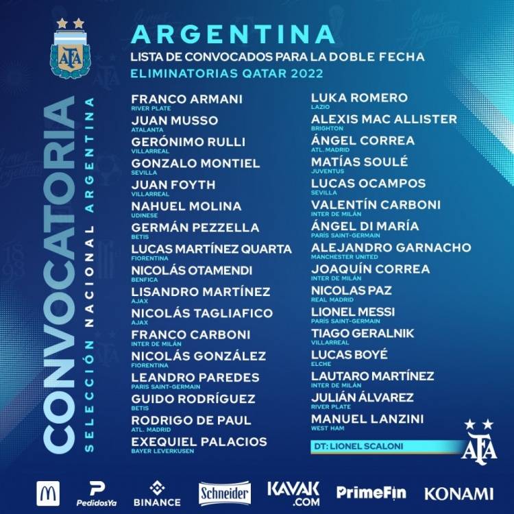 梅西|阿根廷新一期大名单：梅西领衔，迪马利亚、劳塔罗、德保罗在列