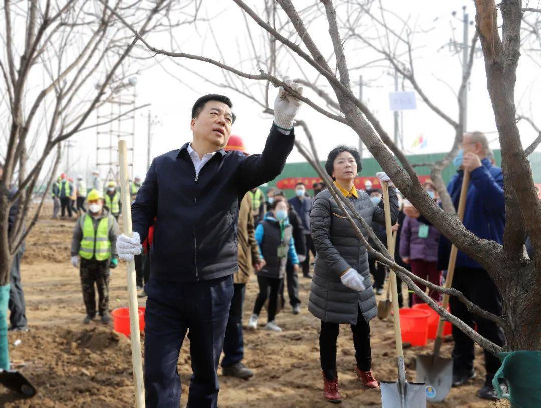 党晓龙闫继红等市领导参加春季义务植树活动为现代化品质生活之城种下