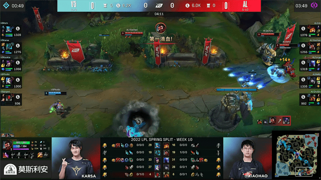 Photic|LOL-LPL：Photic女枪弹幕时间四杀守家，V5 2-0战胜AL收官常规赛