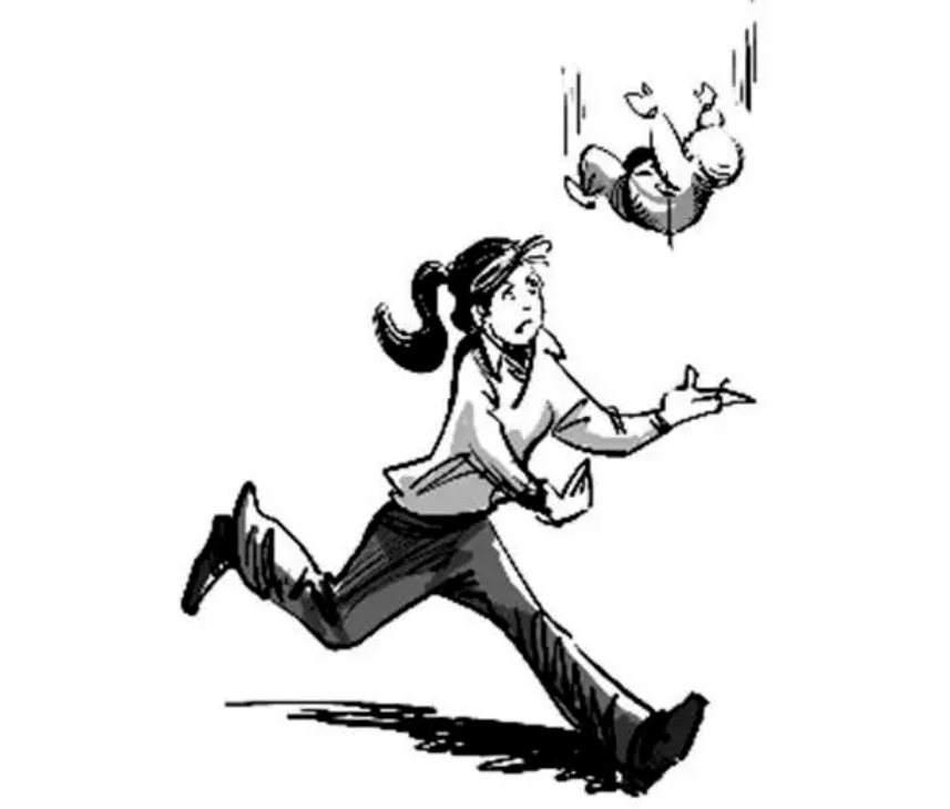 危急时刻滨江这位老师伸出双手奋力接住了孩子