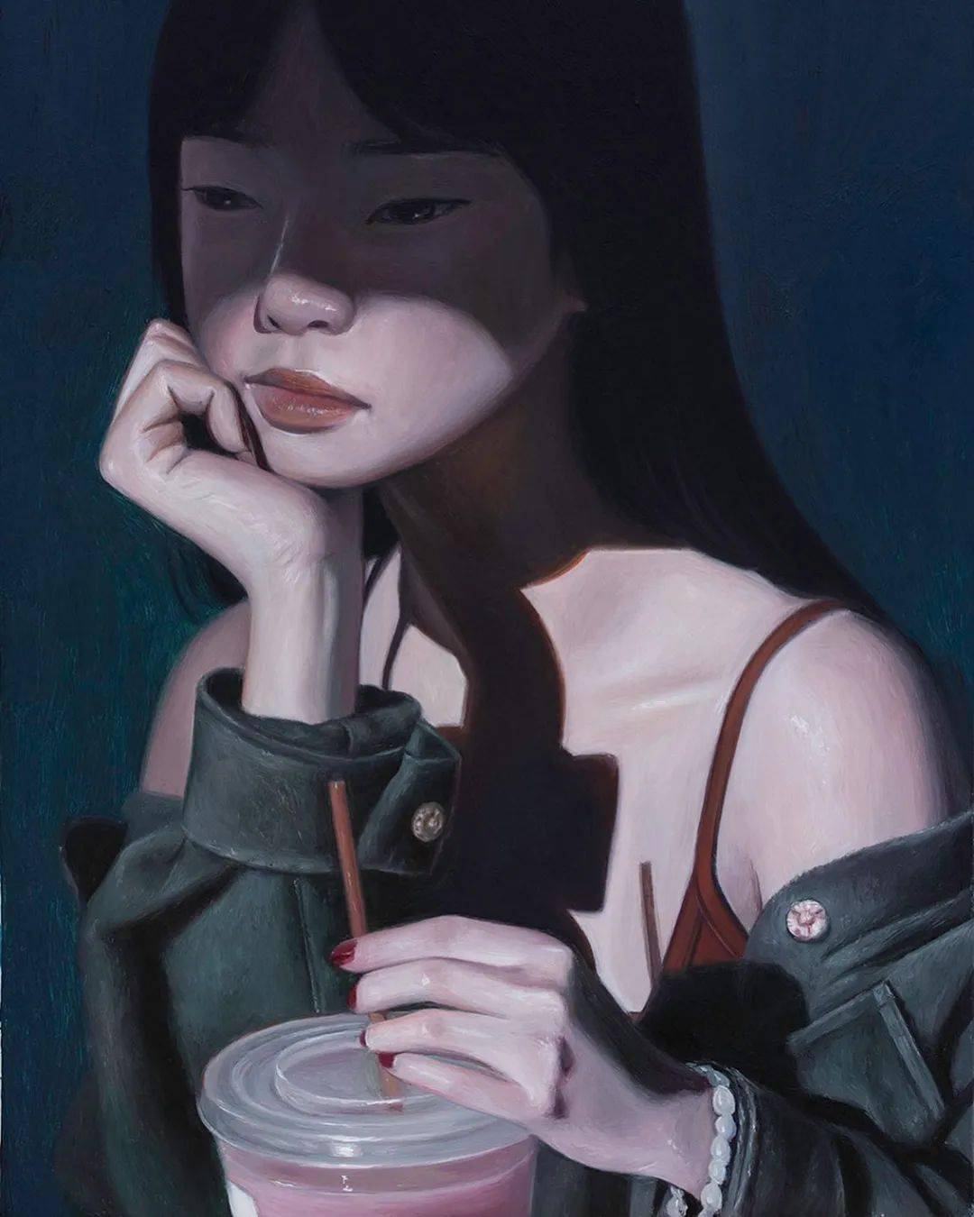 胆小慎点美女画家靠看恐怖片找灵感笔下少女阴郁诡异网友吓到像贞子