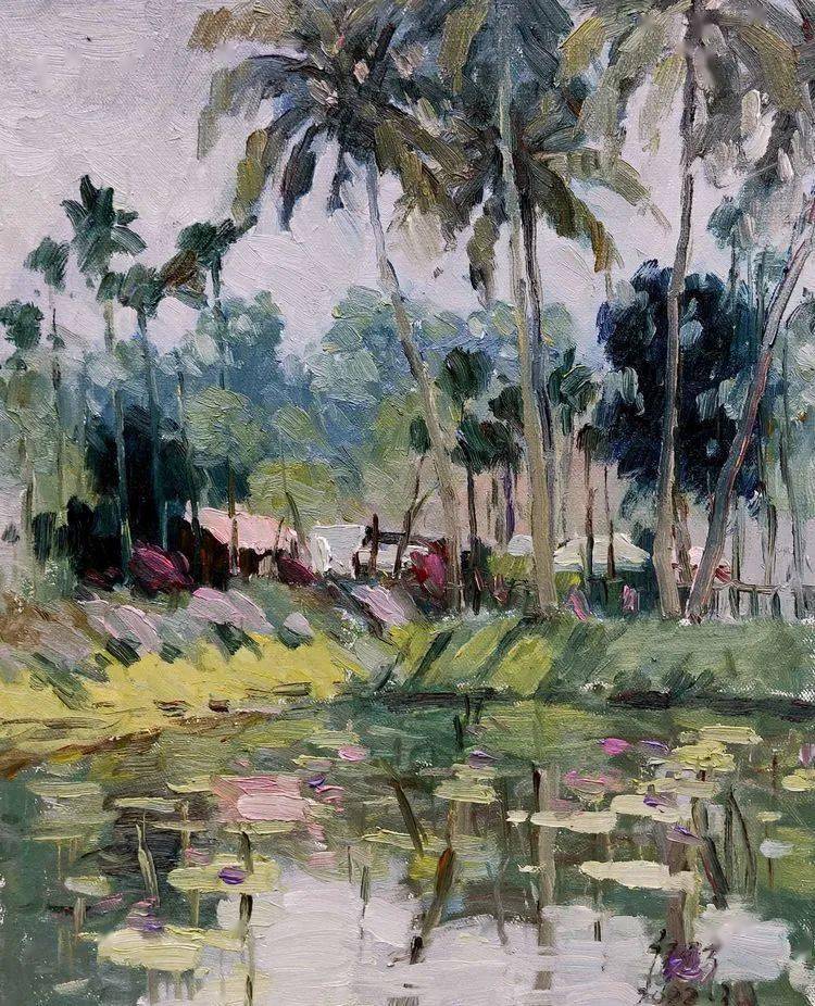 李生南《红河情》80x80cm布面油画王铁牛《故乡的冬天》80x100cm布面