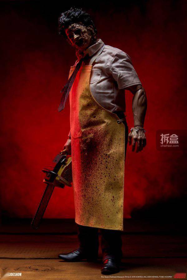 电锯 SIDESHOW 1974德州电锯杀人狂 LEATHERFACE皮脸 1/6人偶