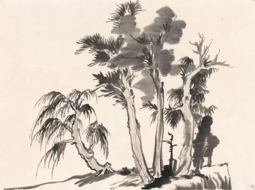 临摹陆俨少树石课徒稿示范