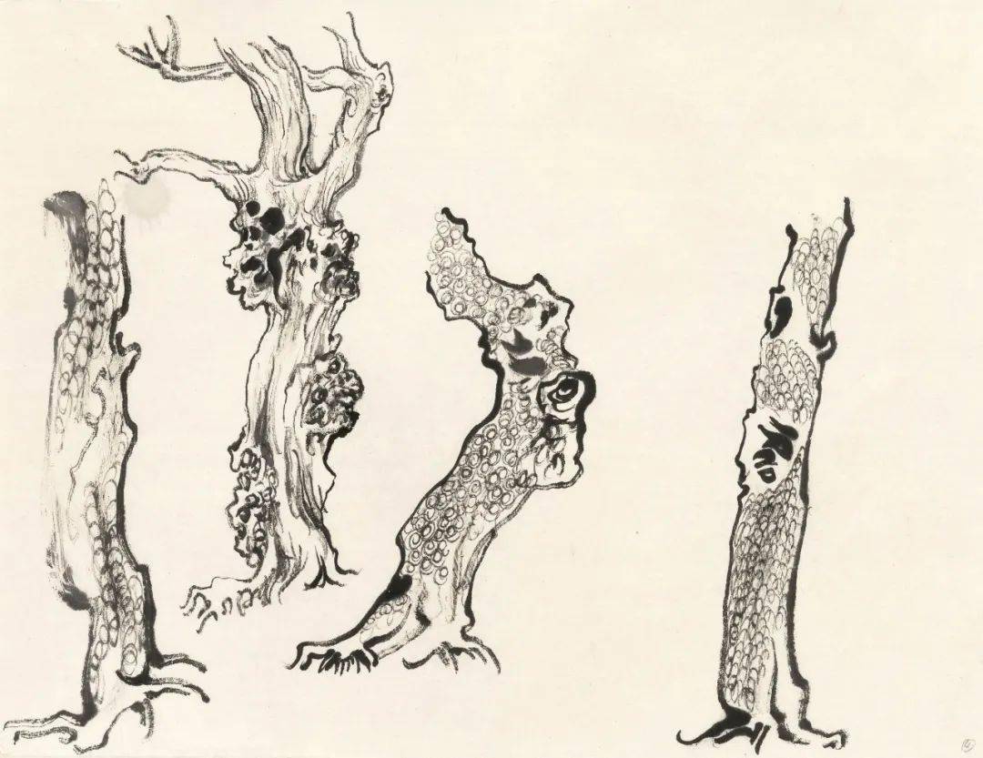 临摹陆俨少树石课徒稿示范