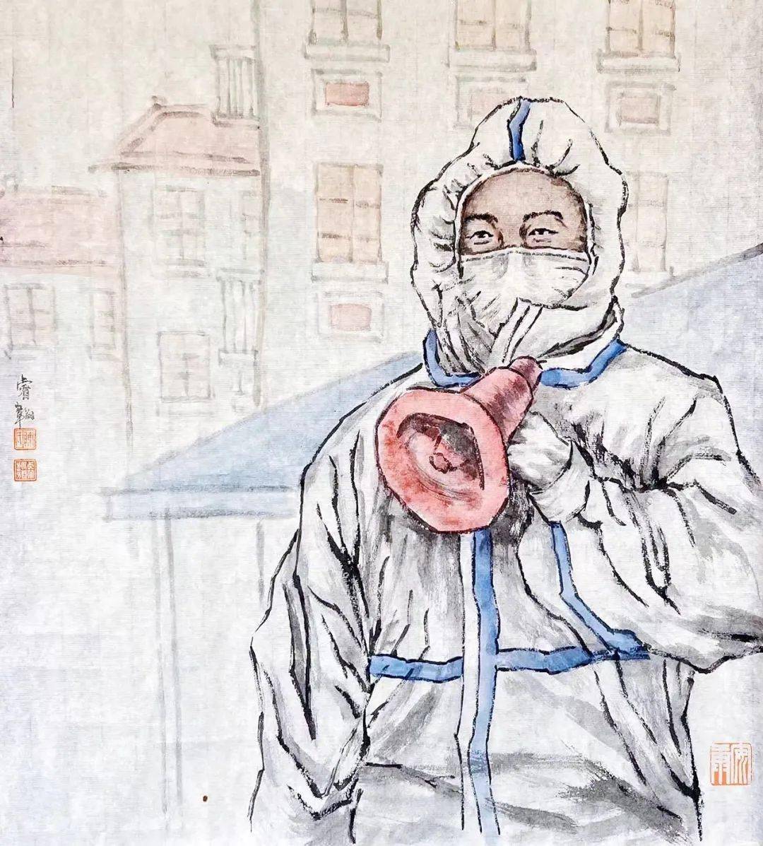 上海抗疫绘画作品图片