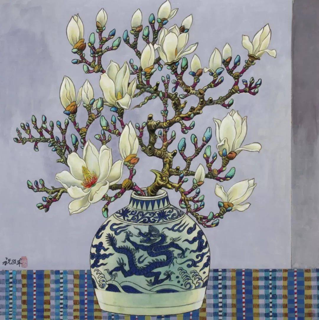 一组重彩工笔画高雅精致