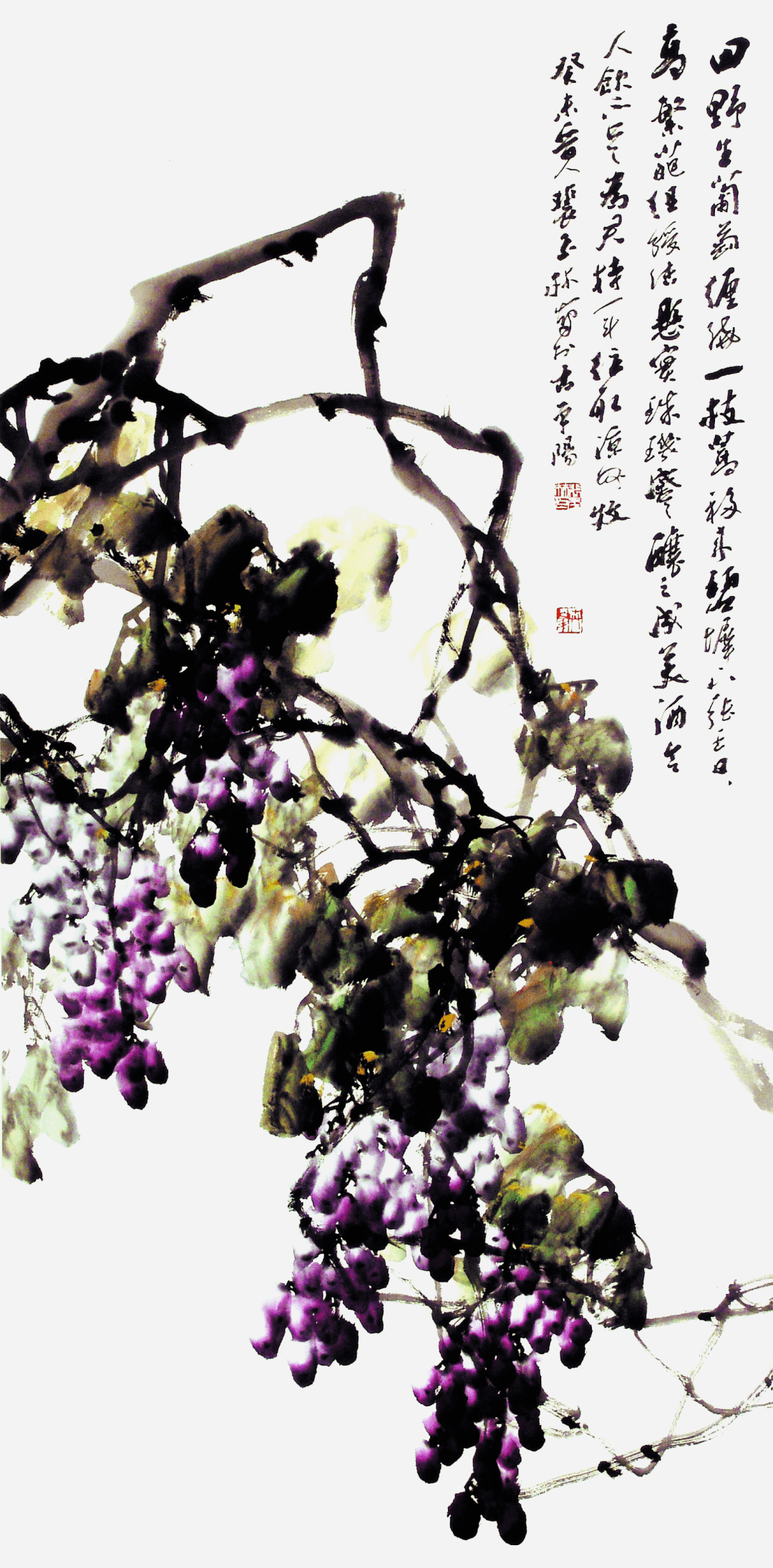 裴玉林《葡萄》137×68cm(憨牛居藏珍)褚滨《沐》158×174cm于是,便