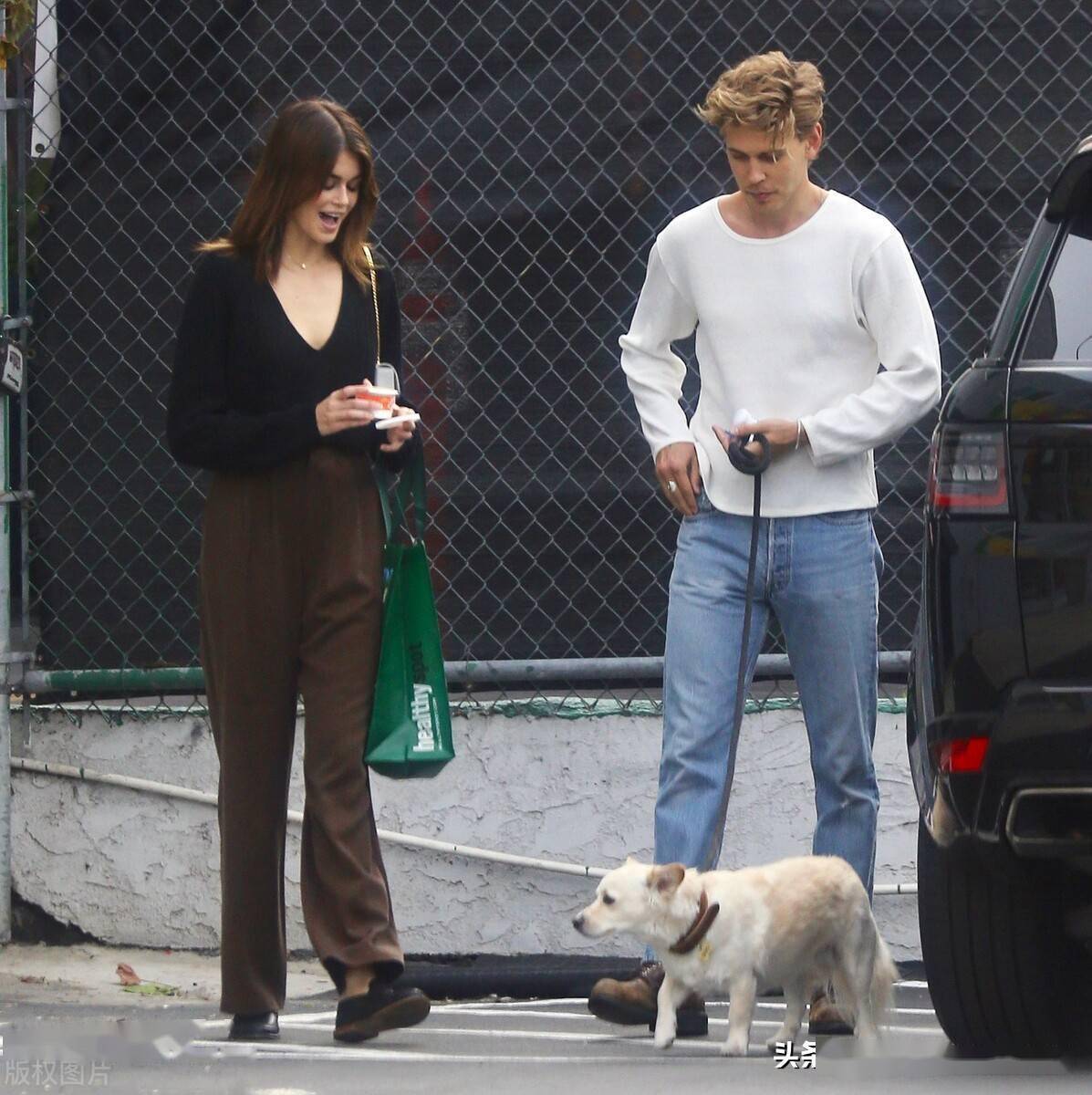 超模凯雅杰柏与男友同框现身细心喂狗狗画面温馨