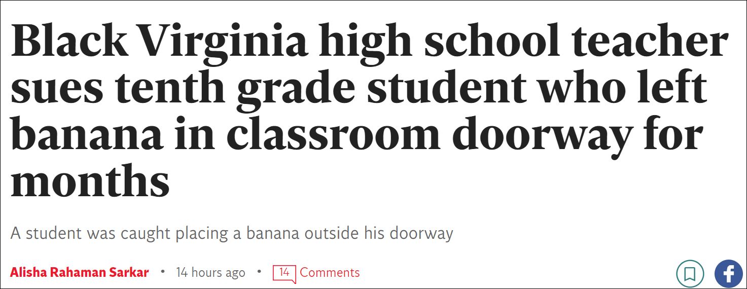 教室门口被恶意摆香蕉，美国一黑人老师起诉学生种族歧视