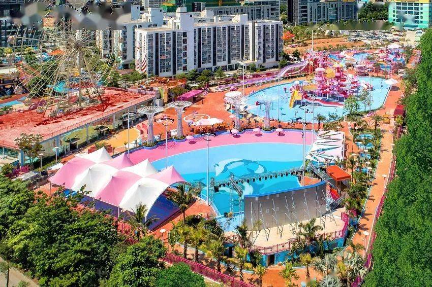 等多个版块于一体的梦幻粉红系主题水上乐园集娱乐休闲,亲子互动,自拍