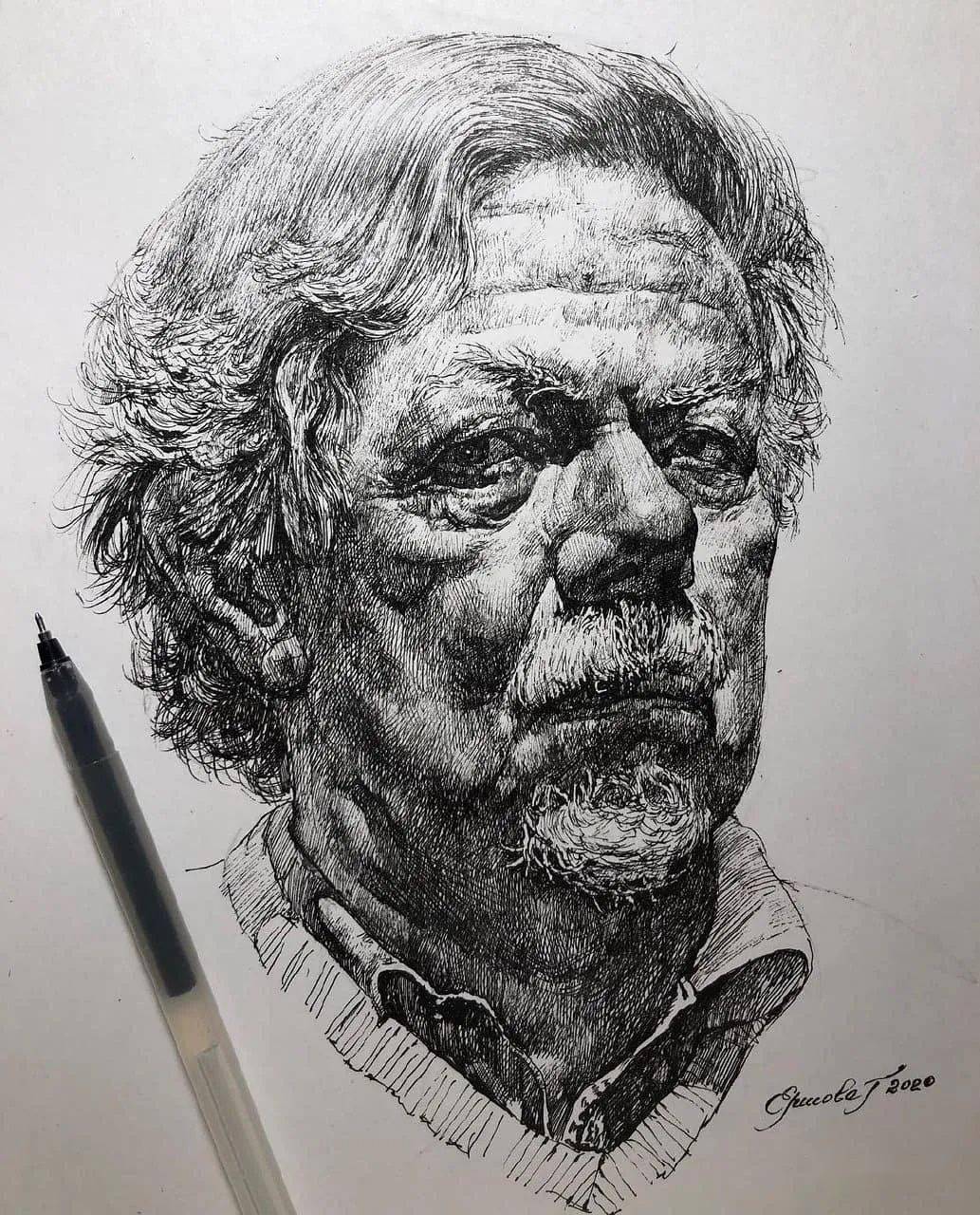 77幅男性肖像素描风格多样学习了