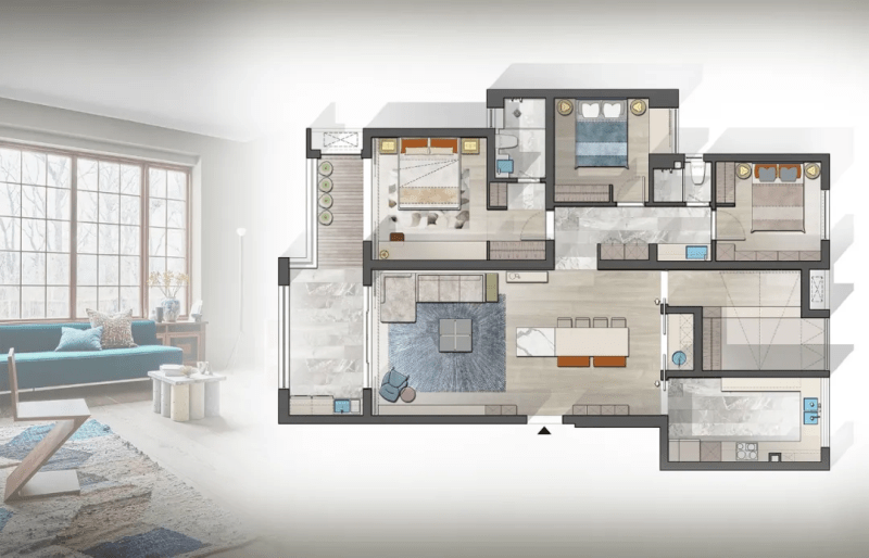 彩平制作必备15种不同风格彩色平面图psd源文件