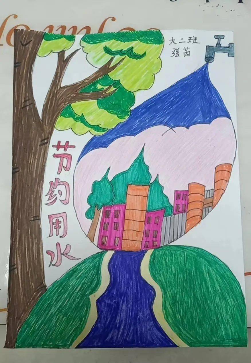 创意节水海报唤醒节水意识春瑕幼儿园开展节水海报设计大赛