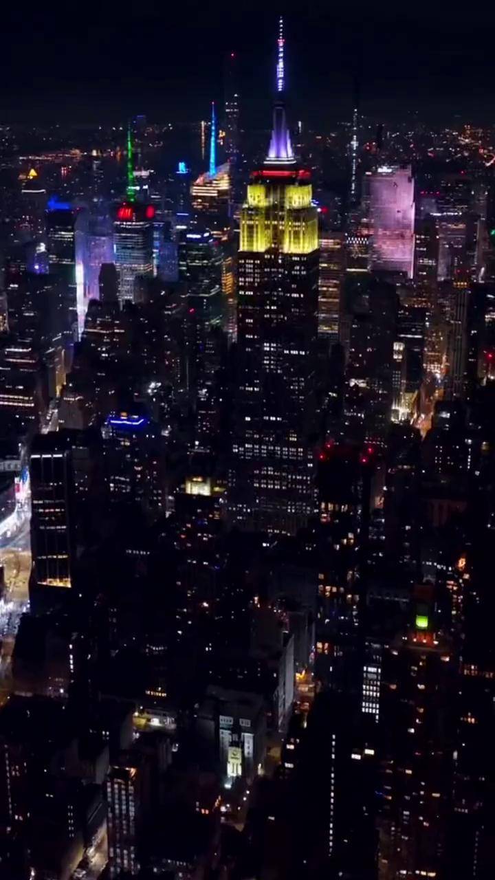 城市的夜晚繁华都市纽约无人机飞行员bllld带你观赏纽约夜景灯火辉煌