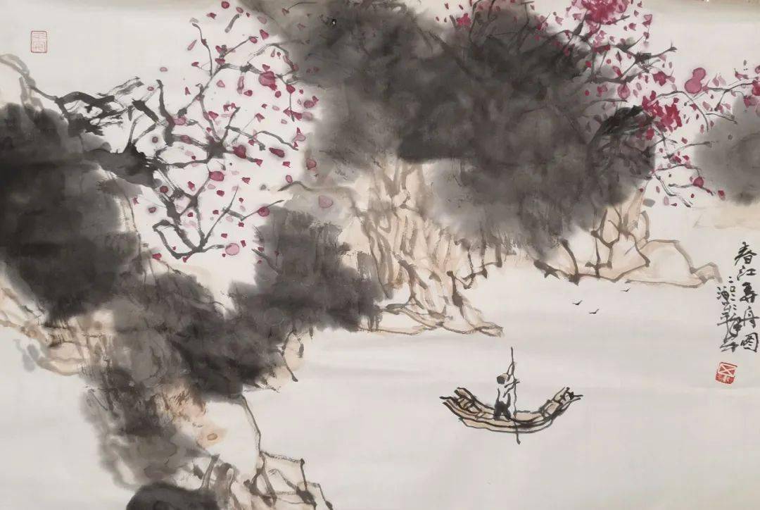风生水起丁平安山水画作品