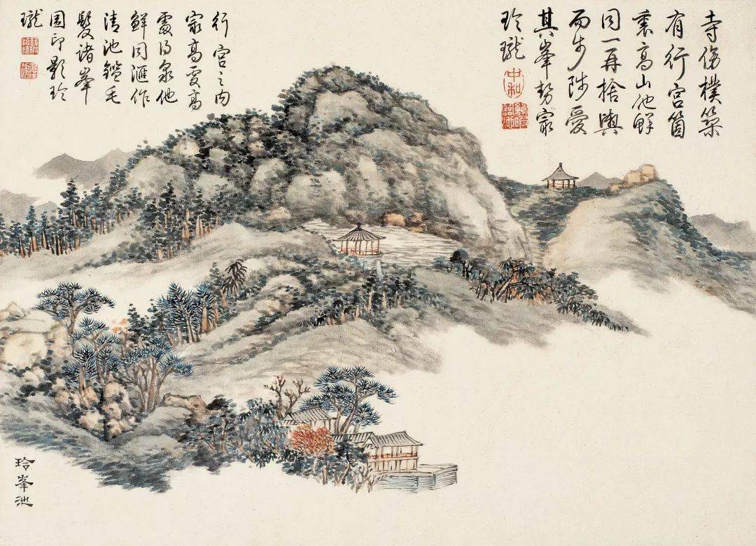 小董”山水册页，平淡天真！_董诰_栖霞山_西峰