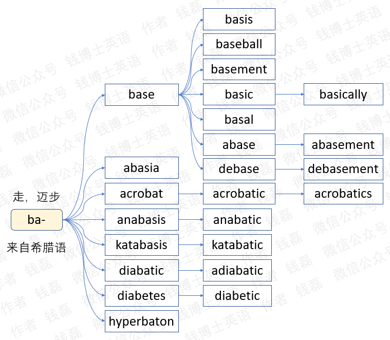 思维导图速记单词词根ba