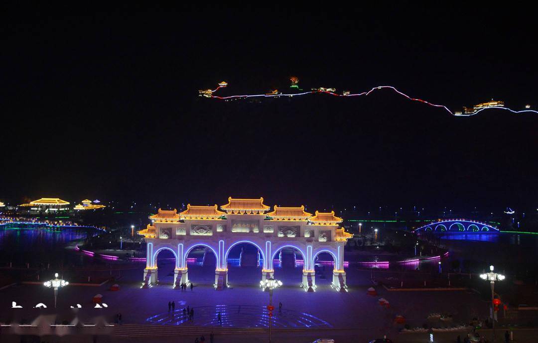 甘谷大象山夜景图图片