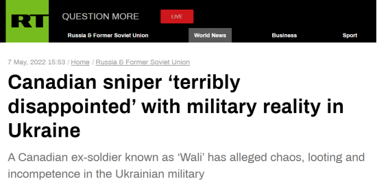 外媒曝加拿大“顶级狙击手”已回国，称他在乌克兰经历了“极度失望”