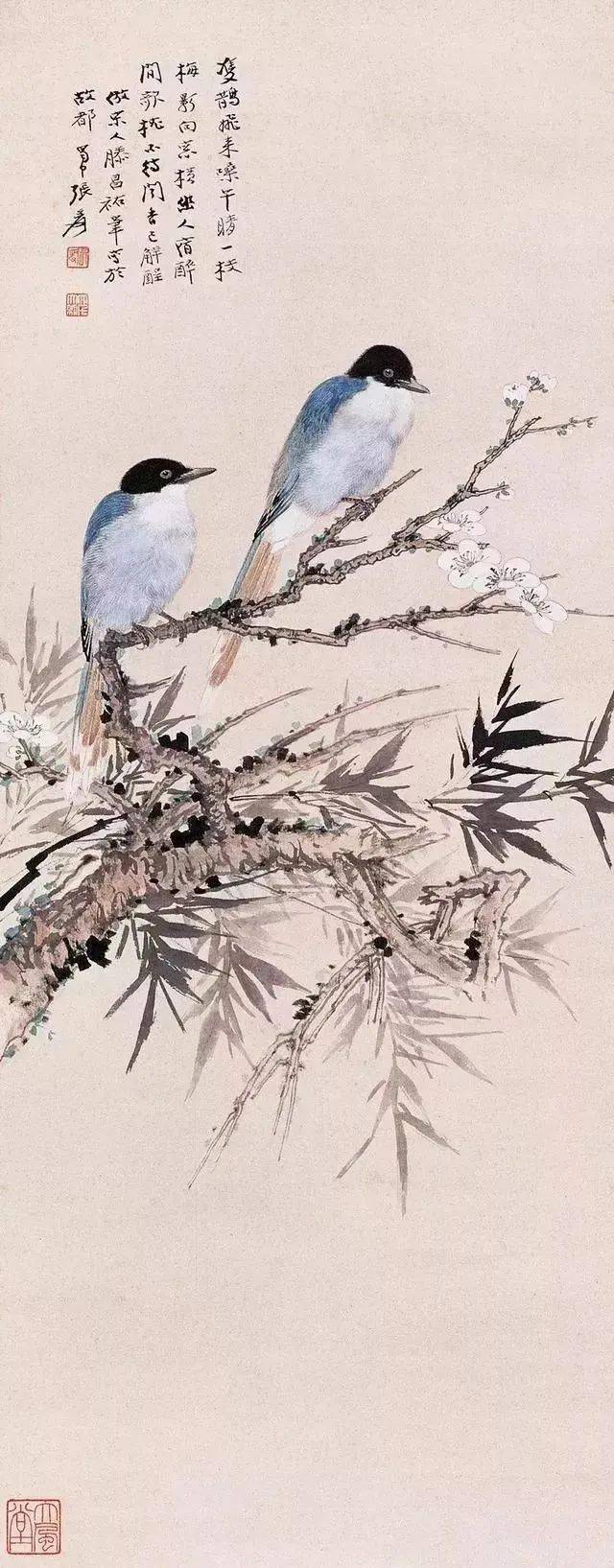 絵画　名家　張大千 　『花鳥図』　肉筆保証　中国画 花鳥図 時代物 古美術品 聚寶齋*流金底*中堂画*張大千*花鳥】中国書畫 肉筆絹本 掛軸