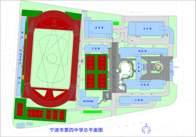 宁波市第四中学平面通图学校交通:宁波市江北区文教路125号(公交13,23
