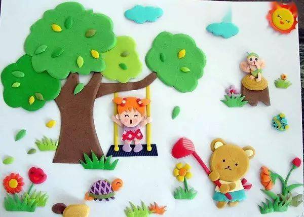 100张幼儿园创意墙面手工粘贴画让教室美如画