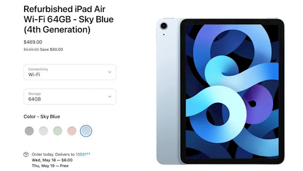 苹果官网开卖官翻版iPad Air 4：一下便宜上千块_Wi-Fi_售价_优惠