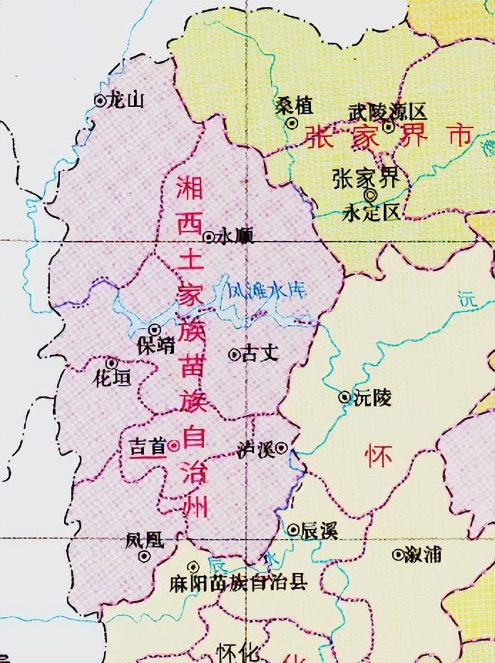 湖南地图以及湘西地图图片