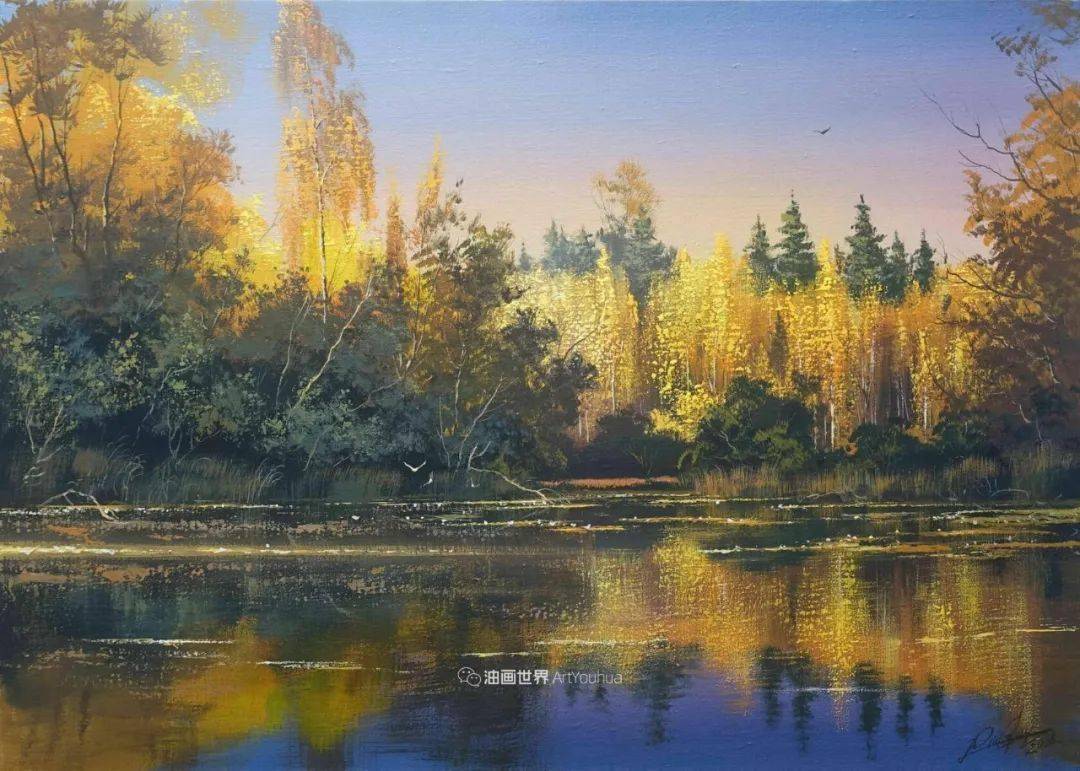 白俄罗斯画家维克多的风景油画让人赞叹不已无尽透彻的光独特的森林与