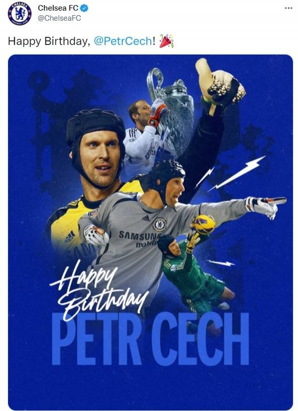 切尔西为切赫40岁生日送祝福，捷克人蓝军球员生涯斩获20冠