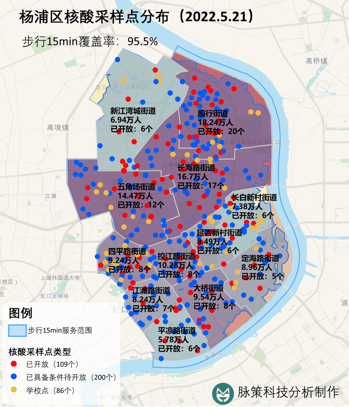 楊浦309個常態化核酸點正開出分佈在這些社區的公園樓宇15分鐘可達