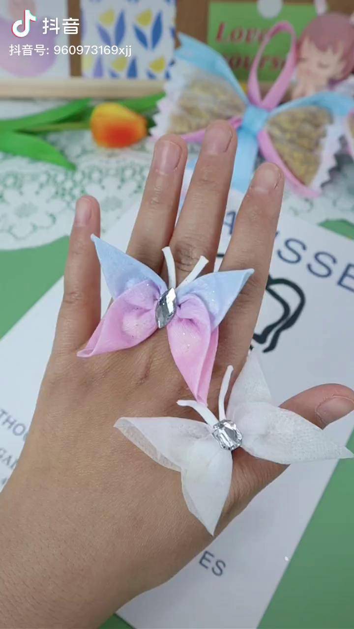 用口罩制作超美的蝴蝶戒指简单哦创意手工手工diy仙女必备口罩手工