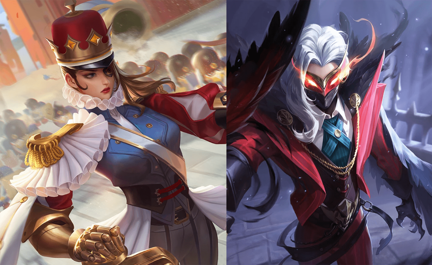 分别是米莱狄的胡桃异想国,兰陵王的驯魔猎人,周瑜的赤莲之焰,达摩的