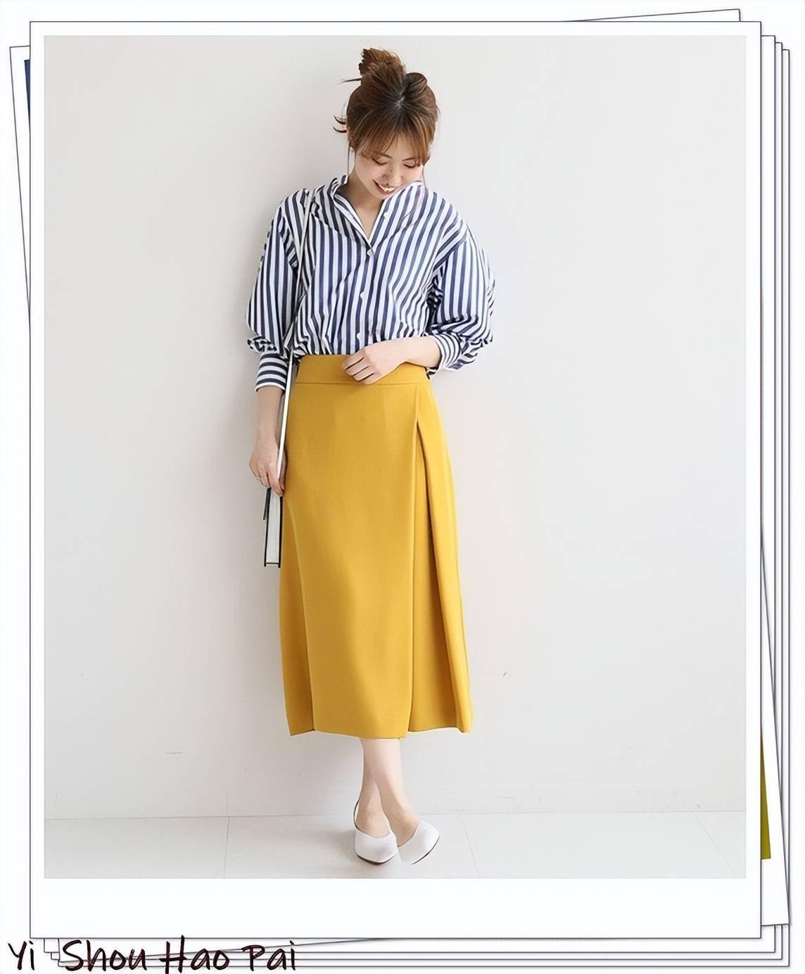 不张扬又华丽29种芥末黄色的半身裙搭配分享
