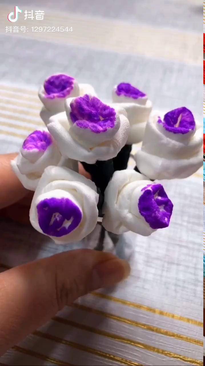 抽纸玫瑰花抖音星探家抖音正能量热门上热门我要上热门手工手工diy