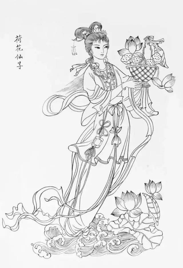 黑白线稿中国古风白描画人物白描画稿赶快收藏