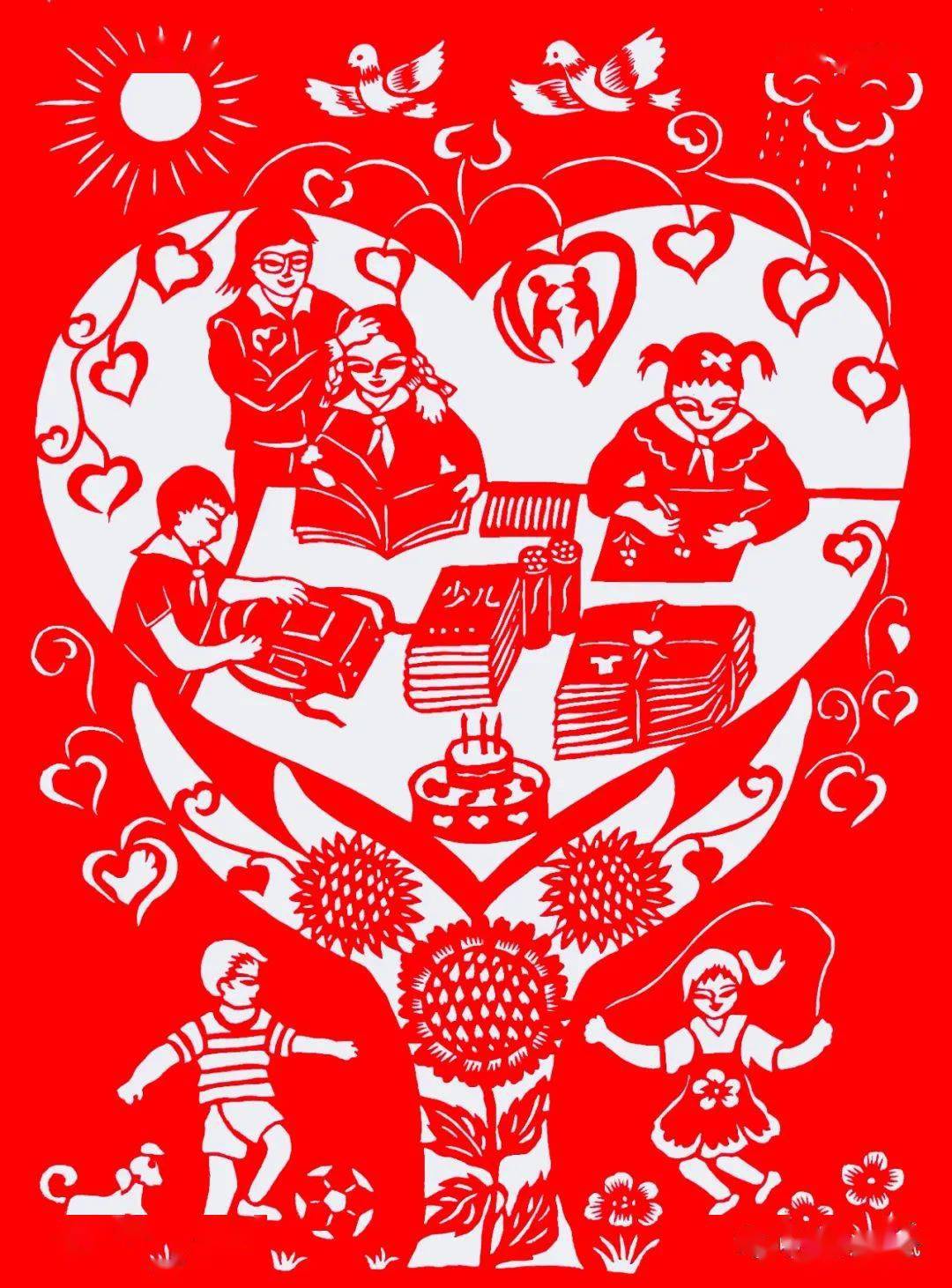 关注儿童健康发展非遗剪纸庆祝六一儿童节