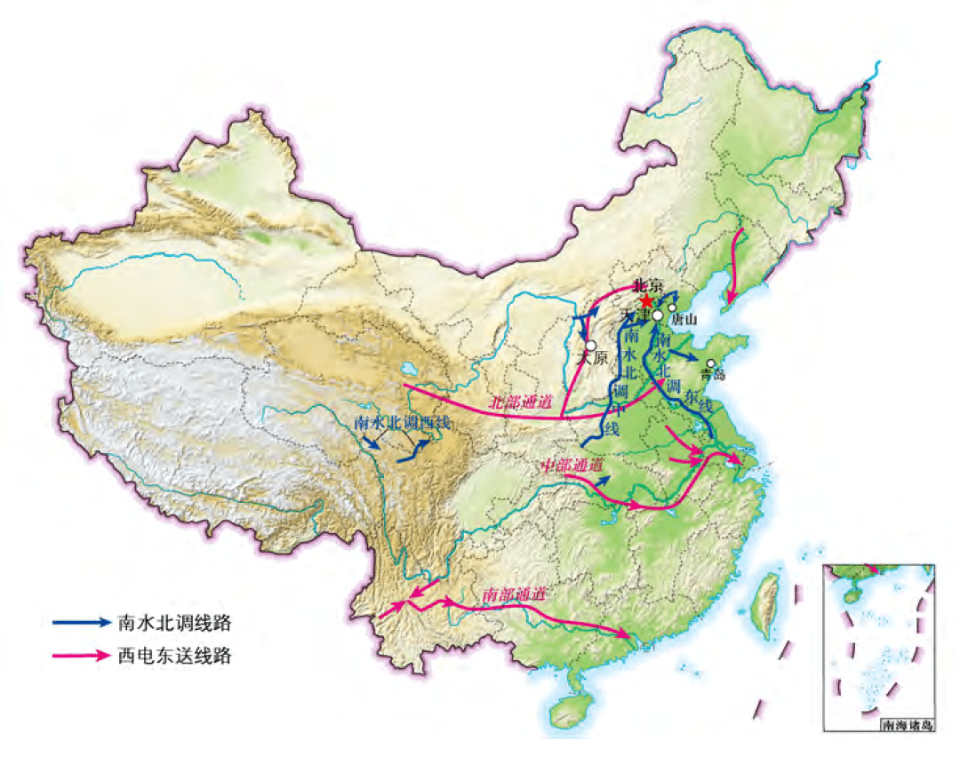 我國西電東送和南水北調線路圖中國西氣東輸管道工程線路示意圖中國北