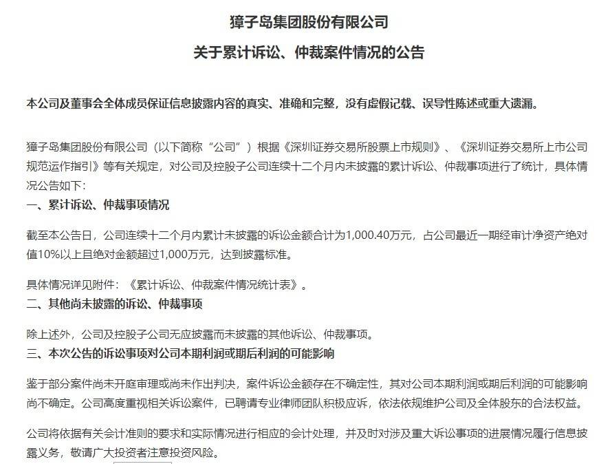獐子岛累计未披露诉讼金额超千万元不确定对企业利润影响 公司 发布公告 年报