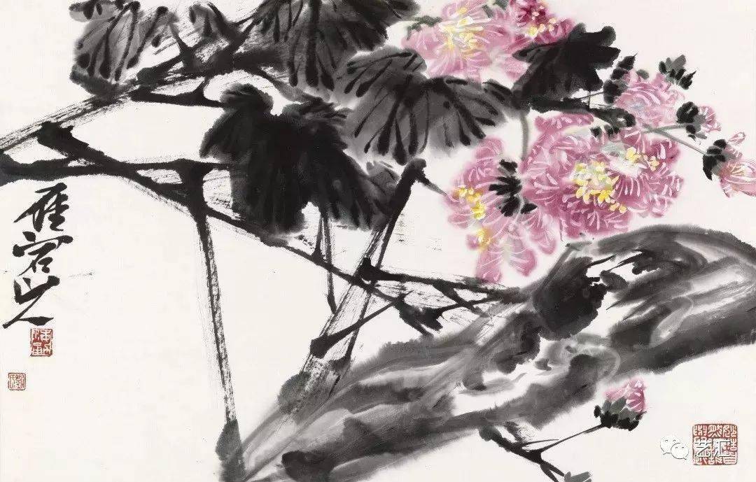 山花烂漫饮龙湫刘海勇大写意花鸟