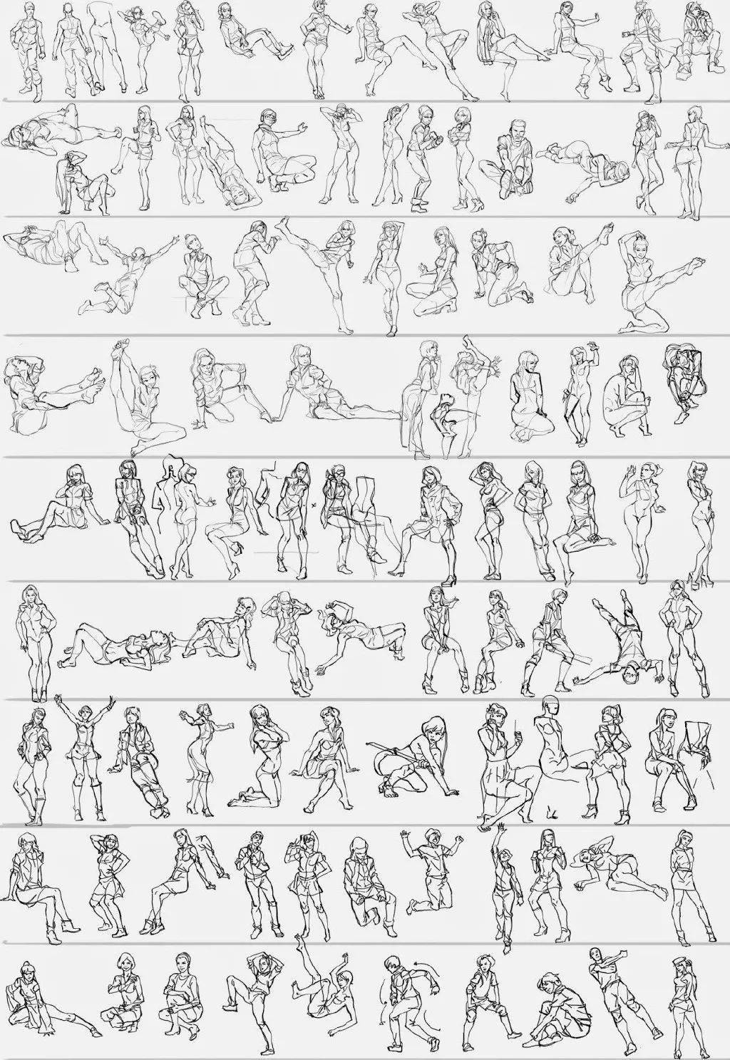 干货千例人物速写动态参考图