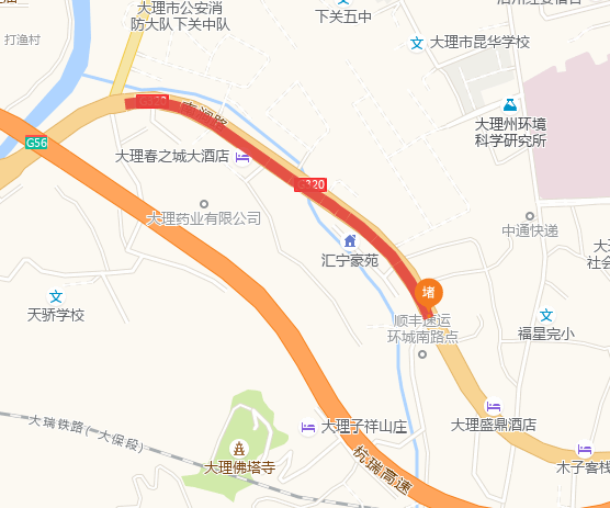 點路段有以下幾處:泰安路(洱河南路-龍溪路),賓川路(富海路-雙鴛路口)