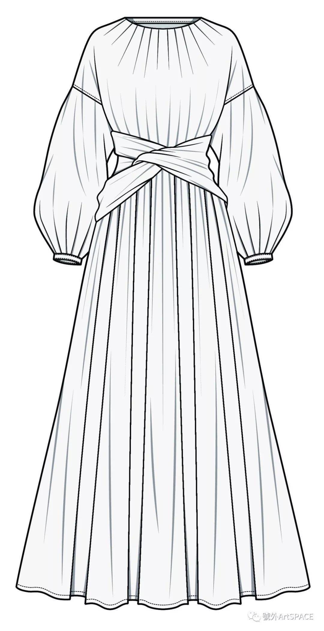 服装款式图上百款连衣裙平面款式图线稿专题