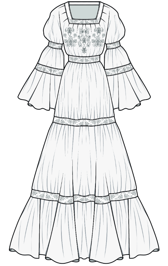 【服装款式图】上百款连衣裙平面款式图线稿专题!_穿着_公主_形状