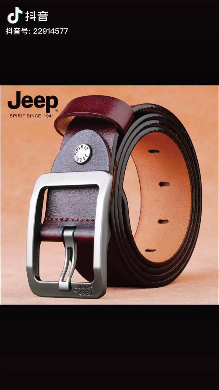 热门jeep吉普皮带男士真皮针扣复古休闲腰带纯年轻人牛皮潮流牛仔裤带