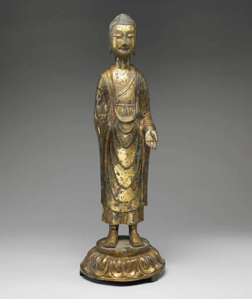 赏析北齐铜鎏金佛立像