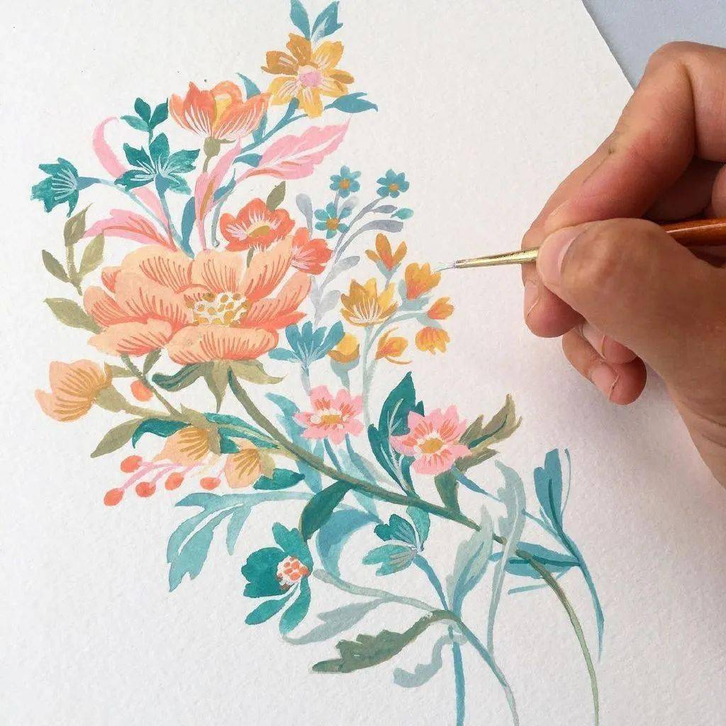 手绘下的清新纹样从古至今图案创作带给人的艺术享受都是装饰艺术内在