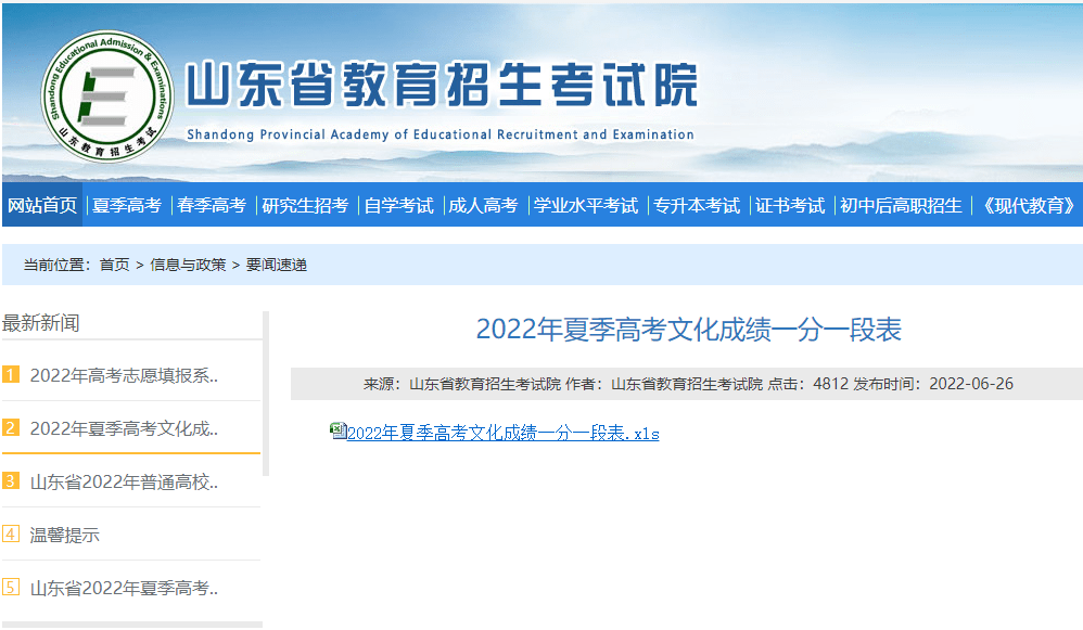 山東高考分數段位表_山東省高考分段_山東高考一分一段表